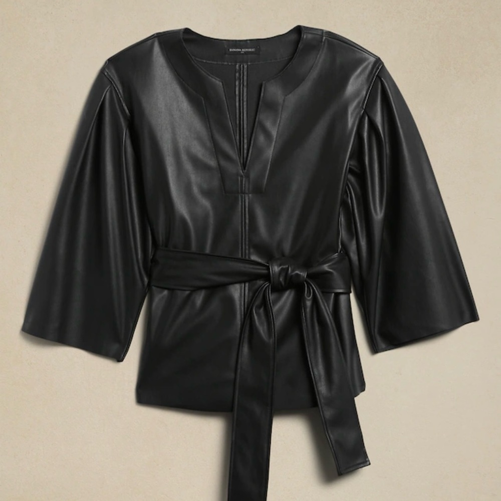 NWT Banana Republic Leather Top- Black